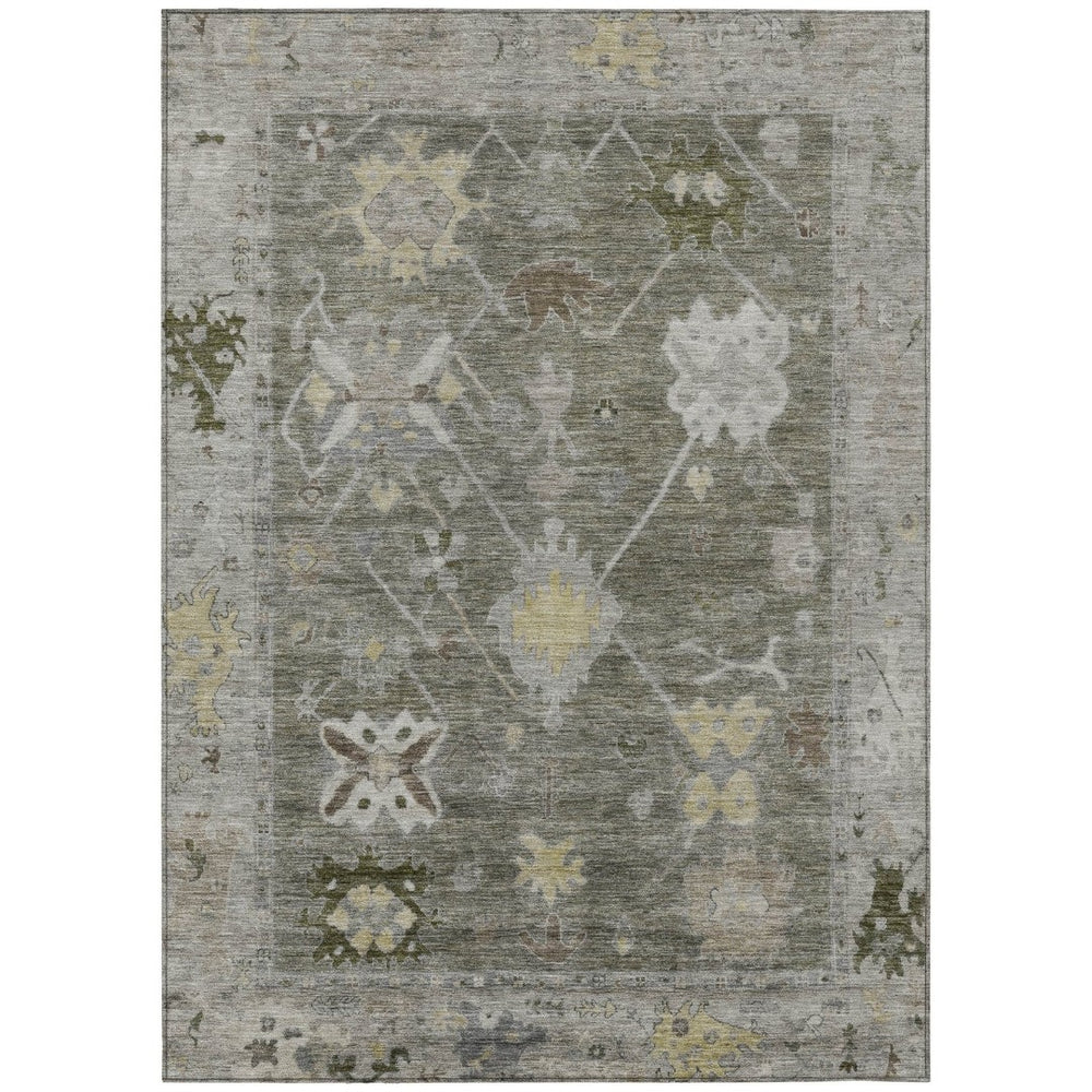 HomeRoots 10' Stylish Pewter and Gold Tribal Washable Area Rug for Indoor & Outdoor Spaces, Easy Care 629508