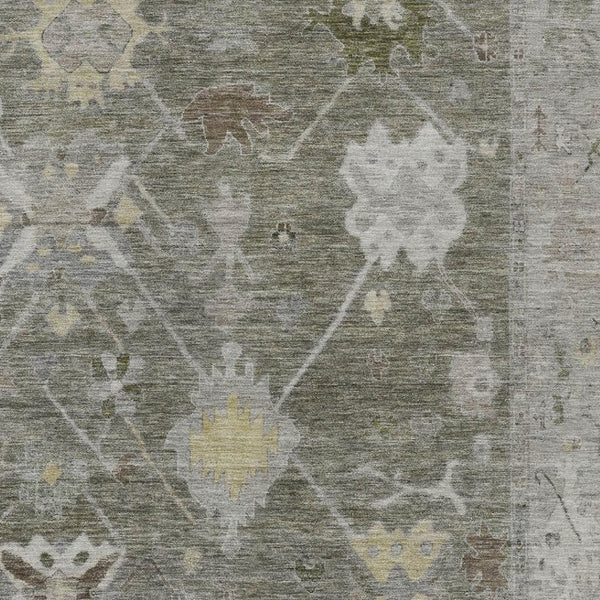 HomeRoots 10' Stylish Pewter and Gold Tribal Washable Area Rug for Indoor & Outdoor Spaces, Easy Care 629508