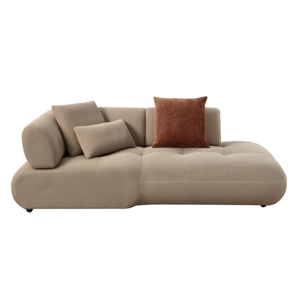 English Elm Carrick 3‑Piece Beige Sandwich Mesh Sectional Sofa with Ottoman — Chenille Accents, KD Legs, Foam Comfort B2726S00395