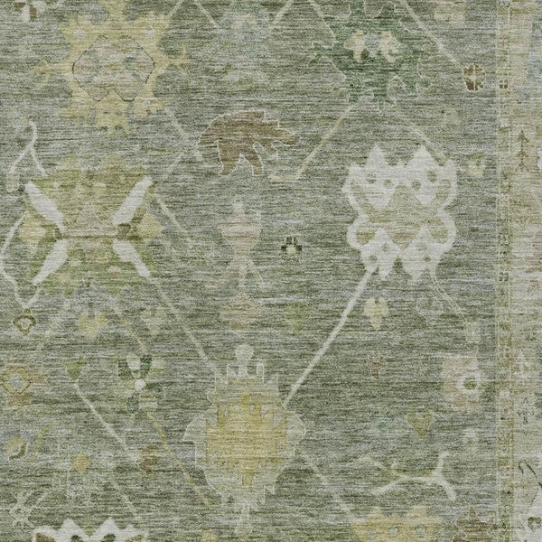 HomeRoots 5' X 8' Sage and Beige Tribal Area Rug - Stylish, Machine-Washable Indoor/Outdoor Carpet for Any Space 629510