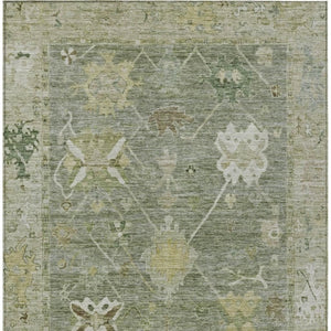 HomeRoots 5' X 8' Sage and Beige Tribal Area Rug - Stylish, Machine-Washable Indoor/Outdoor Carpet for Any Space 629510