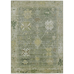 HomeRoots 5' X 8' Sage and Beige Tribal Area Rug - Stylish, Machine-Washable Indoor/Outdoor Carpet for Any Space 629510
