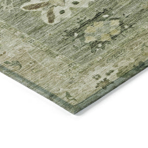HomeRoots 8' Sage and Beige Round Tribal Rug - Durable, Washable, Stylish for Indoor & Outdoor Spaces! 629511