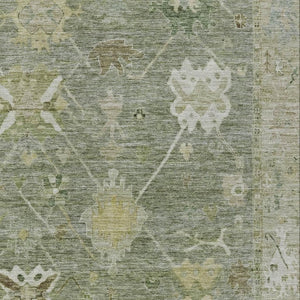 HomeRoots 8' X 10' Sage and Beige Tribal Washable Area Rug - Durable, Stylish, Indoor/Outdoor Versatile Design 629512