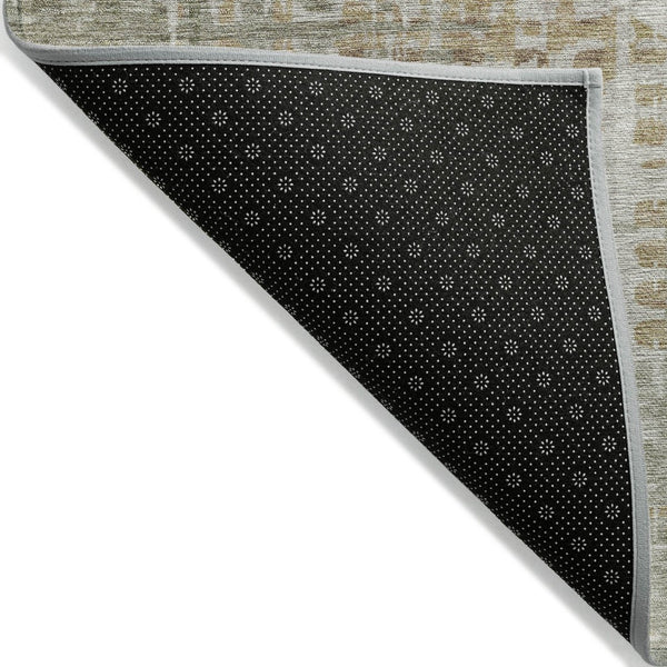 HomeRoots 8' Artichoke Green & Brown Round Geometric Rug - Durable, Washable & Stylish for Indoor/Outdoor Use 629517
