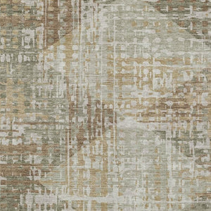 HomeRoots 10' Contemporary Artichoke Green & Brown Geometric Washable Area Rug for Indoor/Outdoor Use 629520