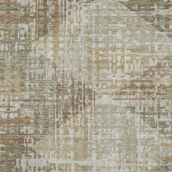 HomeRoots 10' Contemporary Artichoke Green & Brown Geometric Washable Area Rug for Indoor/Outdoor Use 629520
