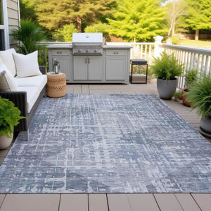 HomeRoots 5' Blue and Purple Geometric Area Rug - Washable, Durable Indoor/Outdoor Design for High-Traffic Spaces 629522