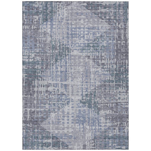 HomeRoots 5' Blue and Purple Geometric Area Rug - Washable, Durable Indoor/Outdoor Design for High-Traffic Spaces 629522