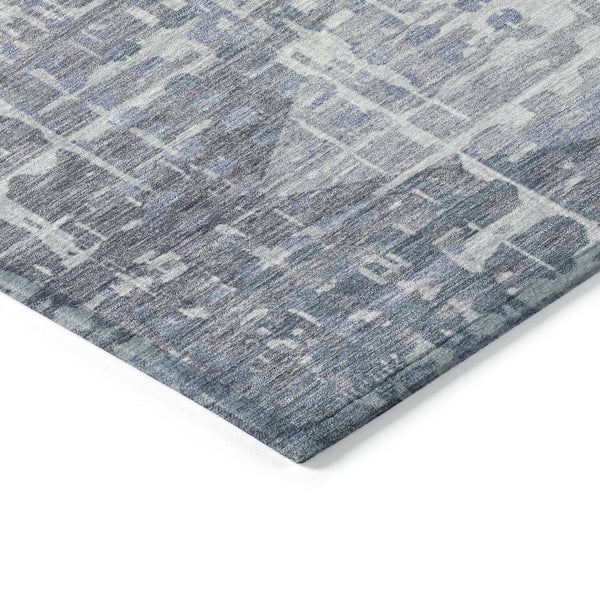 HomeRoots 5' Blue and Purple Geometric Area Rug - Washable, Durable Indoor/Outdoor Design for High-Traffic Spaces 629522