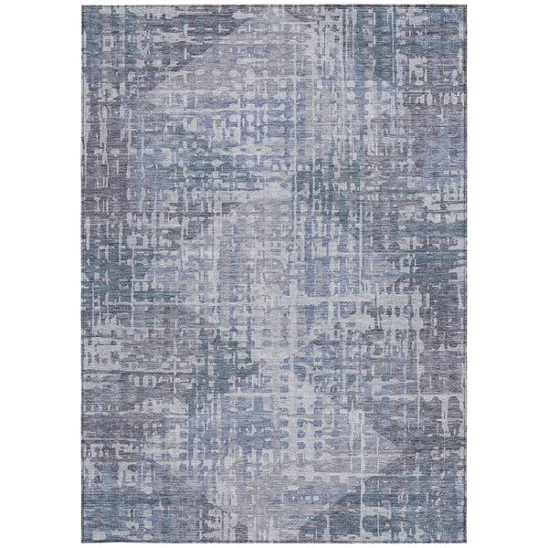 HomeRoots 5' Blue and Purple Geometric Area Rug - Washable, Durable Indoor/Outdoor Design for High-Traffic Spaces 629522