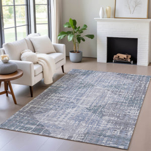 HomeRoots 5' Blue and Purple Geometric Area Rug - Washable, Durable Indoor/Outdoor Design for High-Traffic Spaces 629522