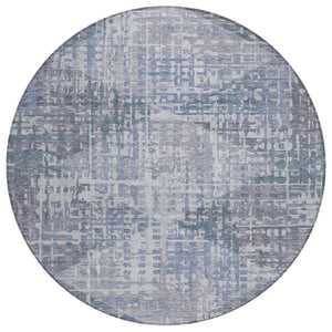 HomeRoots 8' Vibrant Blue and Purple Round Geometric Washable Rug for Indoor & Outdoor Spaces, Durable Design 629523