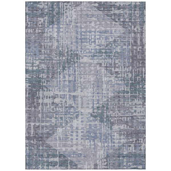 HomeRoots 8' X 10' Washable Blue & Purple Geometric Area Rug - Durable, Modern, Indoor/Outdoor Versatility! 629524