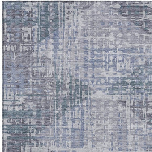 HomeRoots 8' X 10' Washable Blue & Purple Geometric Area Rug - Durable, Modern, Indoor/Outdoor Versatility! 629524