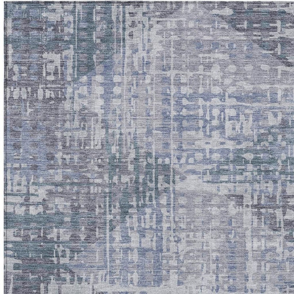 HomeRoots 8' X 10' Washable Blue & Purple Geometric Area Rug - Durable, Modern, Indoor/Outdoor Versatility! 629524