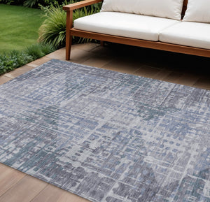 HomeRoots 9' X 12' Blue and Purple Geometric Area Rug – Modern Indoor/Outdoor Design, Washable & Durable! 629525