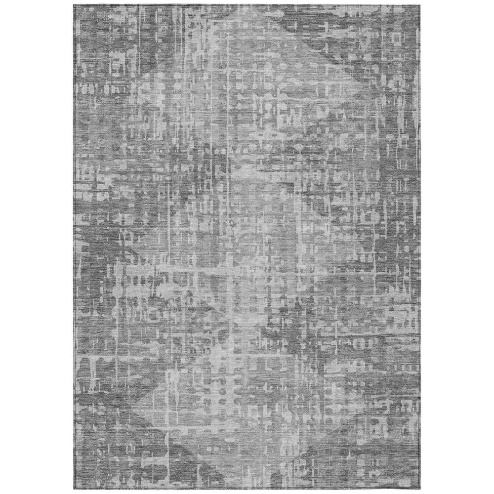 HomeRoots 5' X 8' Gray and Silver Geometric Area Rug – Stylish, Washable, Durable for Indoor & Outdoor Use 629528
