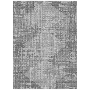 HomeRoots 5' X 8' Gray and Silver Geometric Area Rug – Stylish, Washable, Durable for Indoor & Outdoor Use 629528