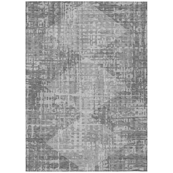 HomeRoots 5' X 8' Gray and Silver Geometric Area Rug – Stylish, Washable, Durable for Indoor & Outdoor Use 629528