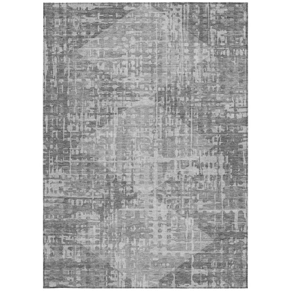 HomeRoots 5' X 8' Gray and Silver Geometric Area Rug – Stylish, Washable, Durable for Indoor & Outdoor Use 629528