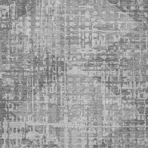 HomeRoots 9' Gray and Silver Geometric Washable Rug - Stylish Indoor/Outdoor Area Rug for High-Traffic Spaces 629531