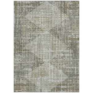 HomeRoots 10' X 14' Pewter and Beige Geometric Area Rug - Durable, Washable, Stylish for Indoor & Outdoor Use 629538