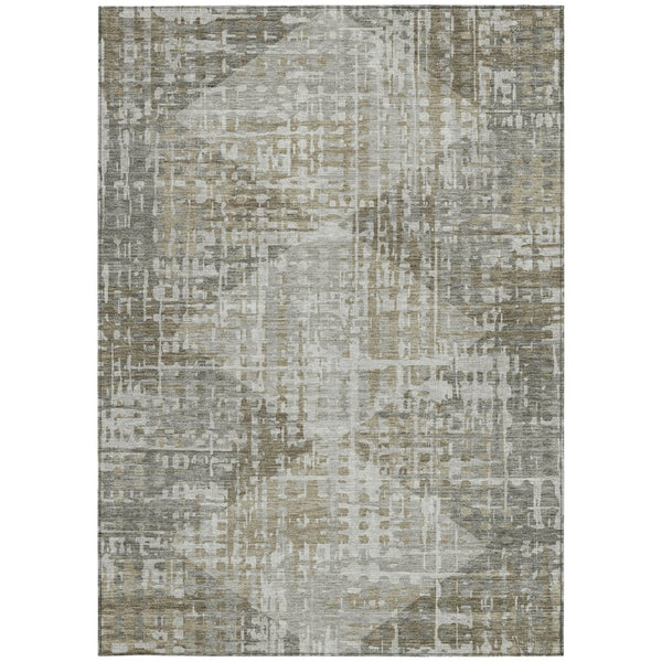 HomeRoots 10' X 14' Pewter and Beige Geometric Area Rug - Durable, Washable, Stylish for Indoor & Outdoor Use 629538