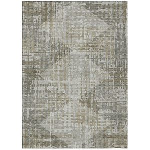 HomeRoots 10' X 14' Pewter and Beige Geometric Area Rug - Durable, Washable, Stylish for Indoor & Outdoor Use 629538