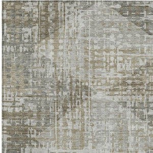 HomeRoots 10' X 14' Pewter and Beige Geometric Area Rug - Durable, Washable, Stylish for Indoor & Outdoor Use 629538
