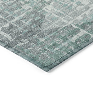 HomeRoots 5' X 8' Teal Blue and Gray Geometric Area Rug - Durable, Washable, Indoor/Outdoor Design for Modern Spaces 629540
