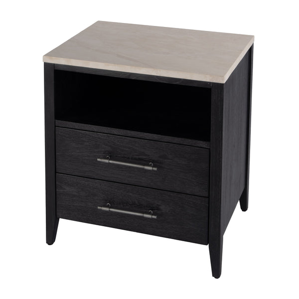 Butler Specialty Butler Averly Marble And Wood Nightstand - Elegant Storage Solution With Open Shelf For Modern Spaces Black Mindi Wood,Mindi Veneer,Mdf,Marble 6295432-butler