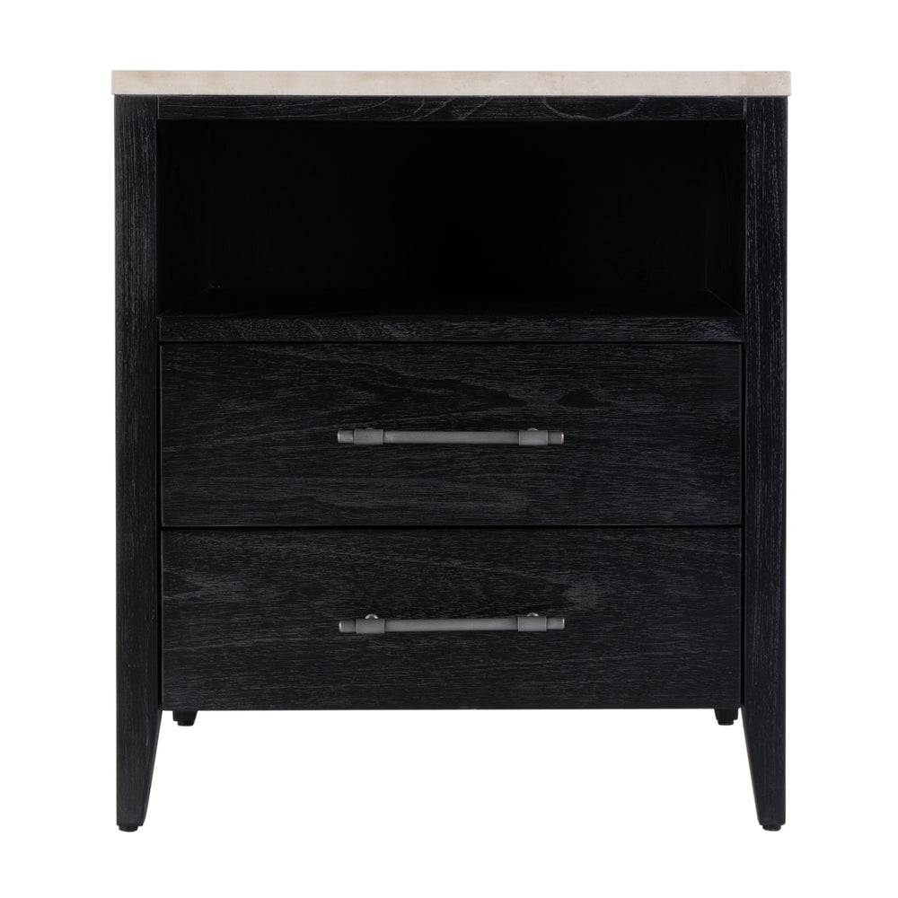 Butler Specialty Butler Averly Marble And Wood Nightstand - Elegant Storage Solution With Open Shelf For Modern Spaces Black Mindi Wood,Mindi Veneer,Mdf,Marble 6295432-butler