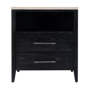 Butler Specialty Butler Averly Marble And Wood Nightstand - Elegant Storage Solution With Open Shelf For Modern Spaces Black Mindi Wood,Mindi Veneer,Mdf,Marble 6295432-butler