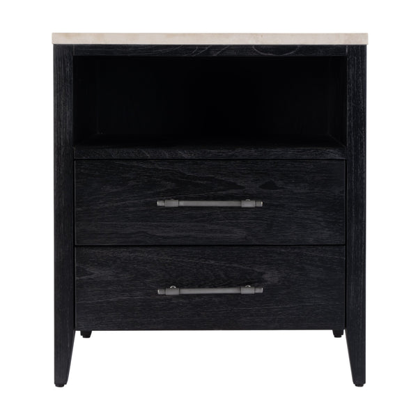 Butler Specialty Butler Averly Marble And Wood Nightstand - Elegant Storage Solution With Open Shelf For Modern Spaces Black Mindi Wood,Mindi Veneer,Mdf,Marble 6295432-butler
