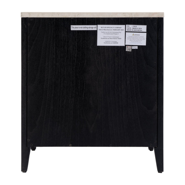 Butler Specialty Butler Averly Marble And Wood Nightstand - Elegant Storage Solution With Open Shelf For Modern Spaces Black Mindi Wood,Mindi Veneer,Mdf,Marble 6295432-butler