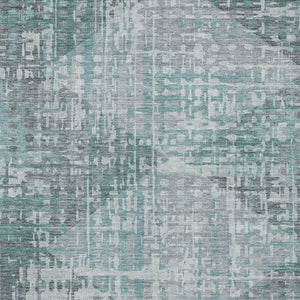 HomeRoots 10' Teal Blue & Gray Geometric Area Rug - Washable, Durable, Perfect for Indoor/Outdoor Spaces! 629544