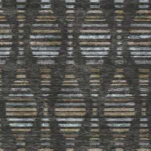 HomeRoots 8' X 10' Coffee and Gray Striped Washable Rug - Stylish, Durable, Stain-Resistant for Indoor & Outdoor Use 629548