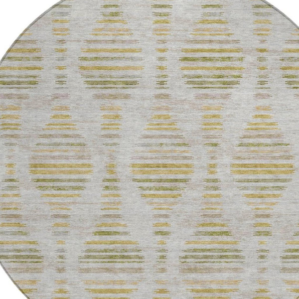 HomeRoots 8' Ivory and Gold Striped Area Rug - Stylish, Washable, Durable for Indoor & Outdoor Spaces 629553