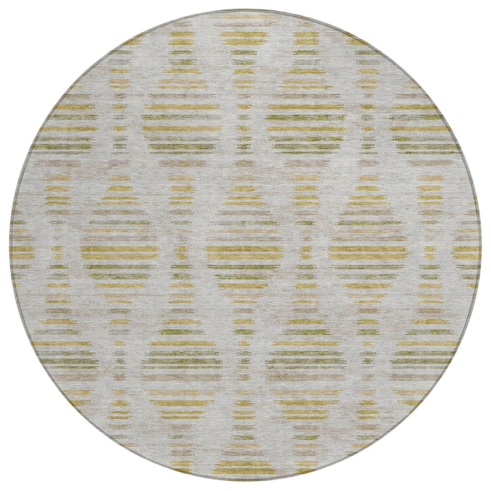 HomeRoots 8' Ivory and Gold Striped Area Rug - Stylish, Washable, Durable for Indoor & Outdoor Spaces 629553
