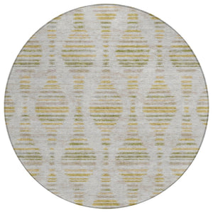 HomeRoots 8' Ivory and Gold Striped Area Rug - Stylish, Washable, Durable for Indoor & Outdoor Spaces 629553