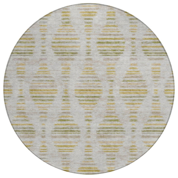 HomeRoots 8' Ivory and Gold Striped Area Rug - Stylish, Washable, Durable for Indoor & Outdoor Spaces 629553