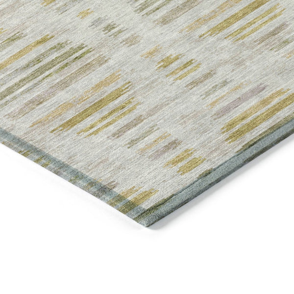 HomeRoots 8' Ivory and Gold Striped Area Rug - Stylish, Washable, Durable for Indoor & Outdoor Spaces 629553