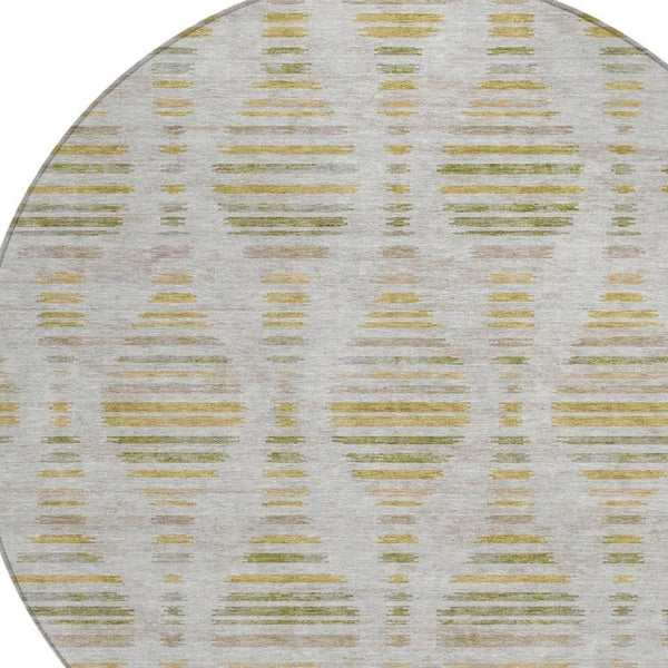 HomeRoots 8' Ivory and Gold Striped Area Rug - Stylish, Washable, Durable for Indoor & Outdoor Spaces 629553