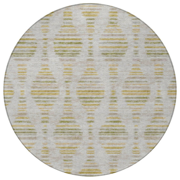 HomeRoots 8' Ivory and Gold Striped Area Rug - Stylish, Washable, Durable for Indoor & Outdoor Spaces 629553