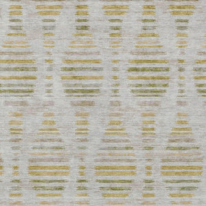 HomeRoots 8' X 10' Ivory and Gold Striped Washable Rug - Stylish Indoor/Outdoor Area Rug for High-Traffic Spaces 629554