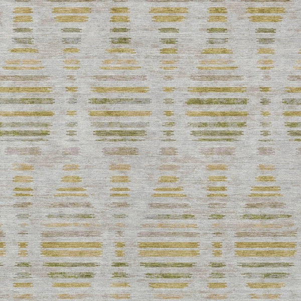 HomeRoots 8' X 10' Ivory and Gold Striped Washable Rug - Stylish Indoor/Outdoor Area Rug for High-Traffic Spaces 629554