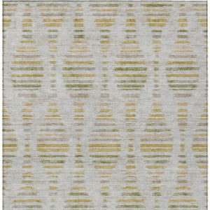 HomeRoots 8' X 10' Ivory and Gold Striped Washable Rug - Stylish Indoor/Outdoor Area Rug for High-Traffic Spaces 629554