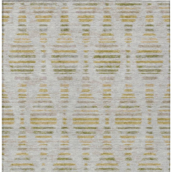 HomeRoots 8' X 10' Ivory and Gold Striped Washable Rug - Stylish Indoor/Outdoor Area Rug for High-Traffic Spaces 629554