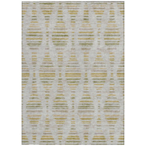 HomeRoots 9' X 12' Ivory and Gold Striped Area Rug - Stylish, Washable Indoor/Outdoor Rug for Any Space 629555